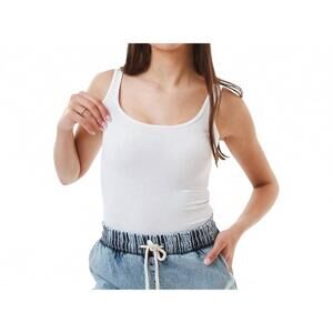 NEW AMBAR square neck slim fit tank top in white